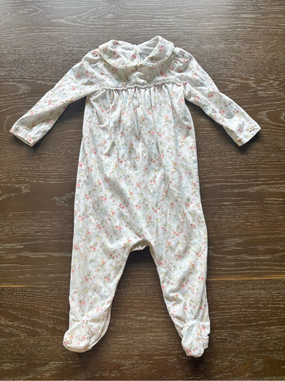 Ralph Lauren Baby Girl 6 Months Floral Footed One Piece Sleeper Peter Pan Collar